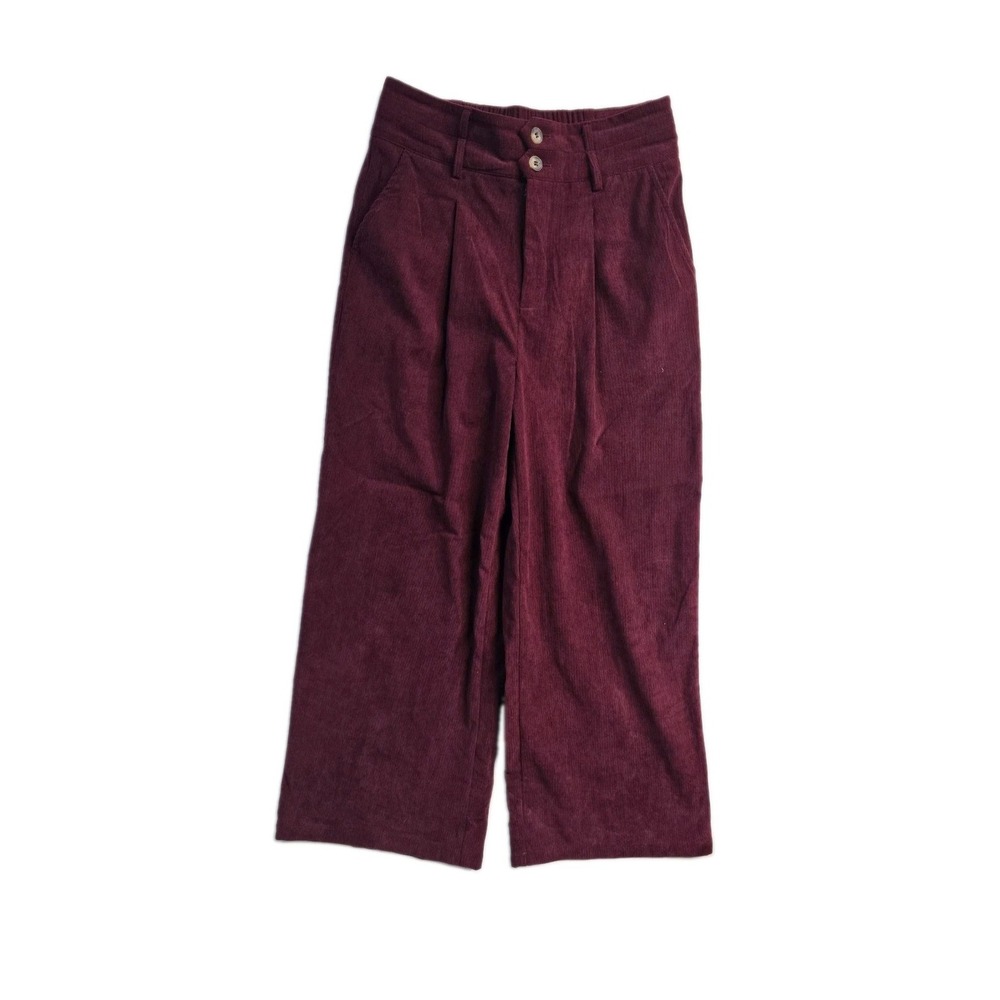 Cider Women's  Wide Leg Pants Curdoroy  Pants  Dark Red M